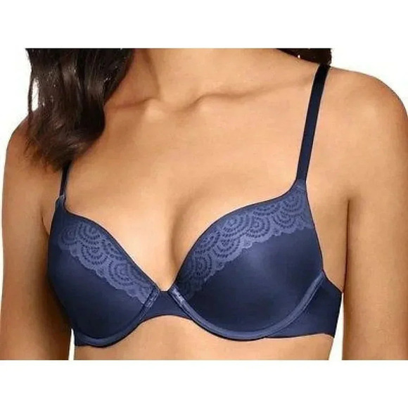 36B Lily of France 2175300 Smooth & Sleek Push Up Underwire Bra Navy NWT - Picture 6 of 7